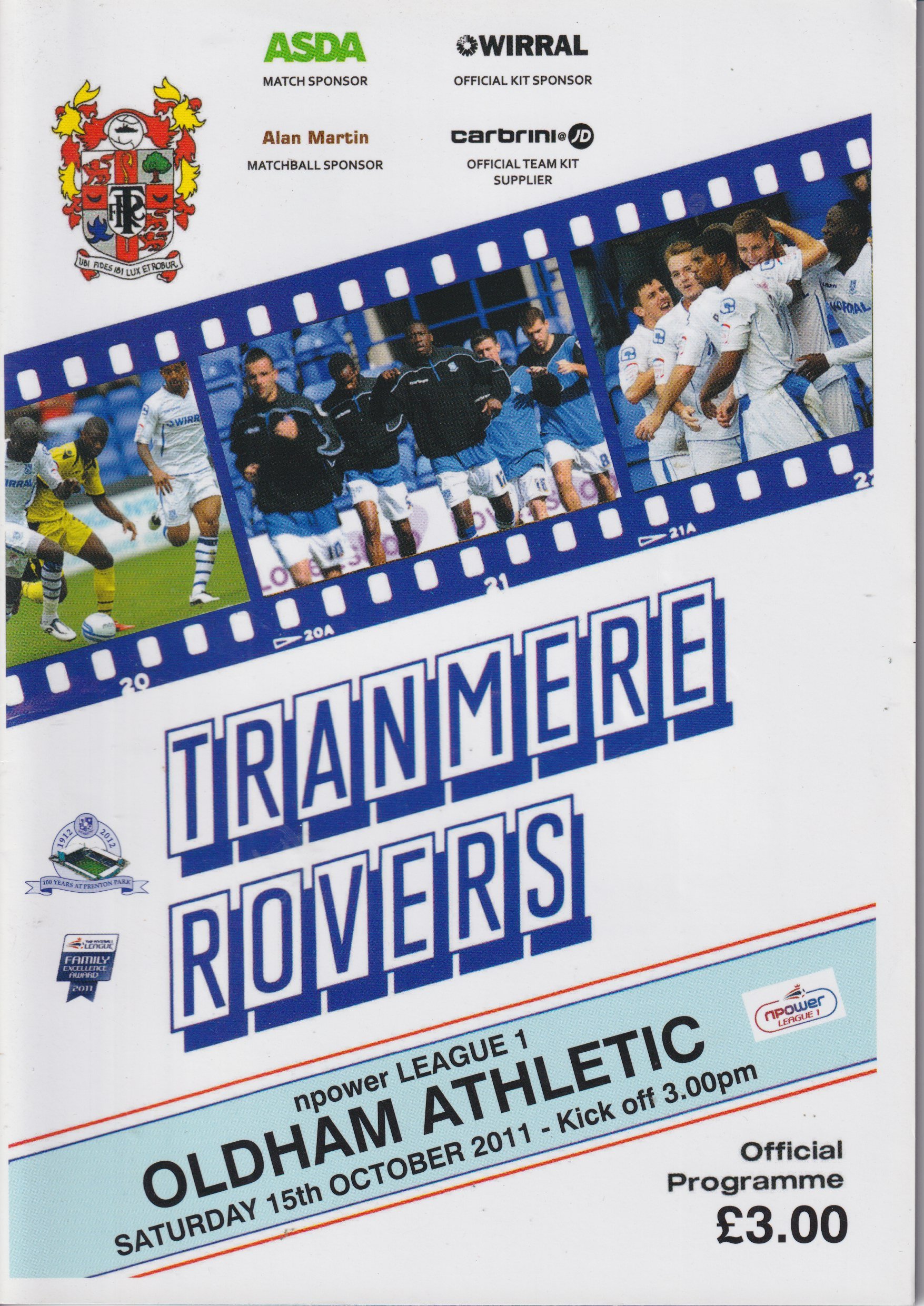 Tranmere Rovers v Oldham Athletic match programme